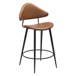 Napoleon Counter Stool Vintage Light Brown Art Leather With Black Metal Legs 300204101 01 Main