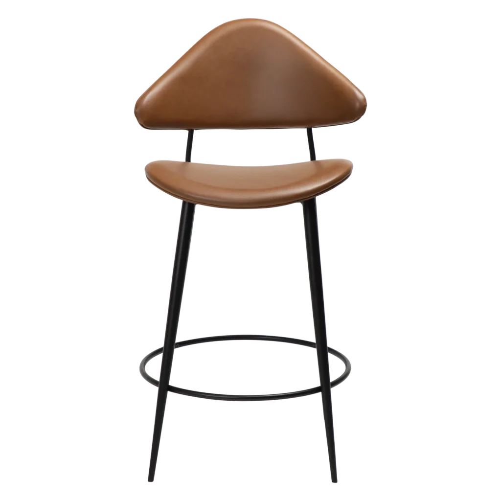 Napoleon Counter Stool Vintage Light Brown Art Leather With Black Metal Legs 300204101 02 Front