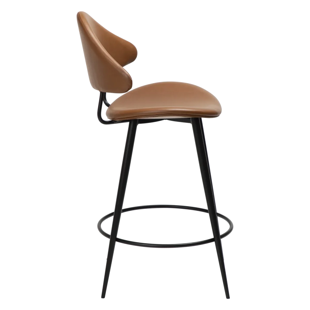 Napoleon Counter Stool Vintage Light Brown Art Leather With Black Metal Legs 300204101 03 Profile