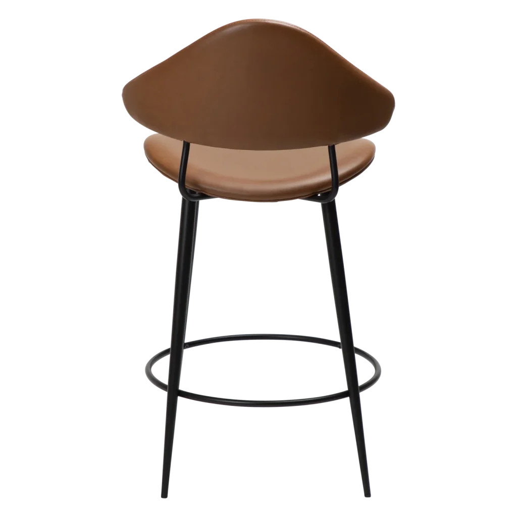 Napoleon Counter Stool Vintage Light Brown Art Leather With Black Metal Legs 300204101 04 Back