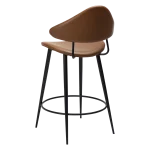 Napoleon Counter Stool Vintage Light Brown Art Leather With Black Metal Legs 300204101 05 Back Angle
