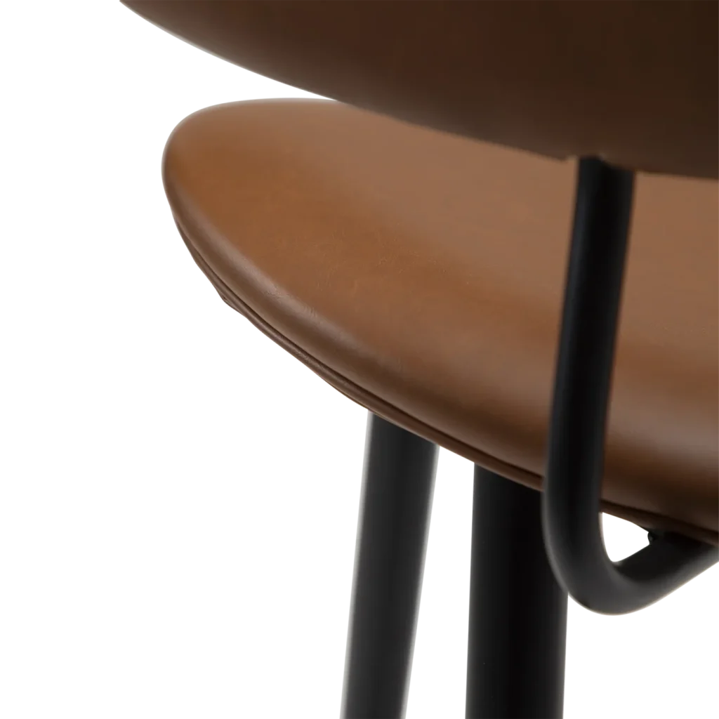 Napoleon Counter Stool Vintage Light Brown Art Leather With Black Metal Legs 300204101 08 Detail3