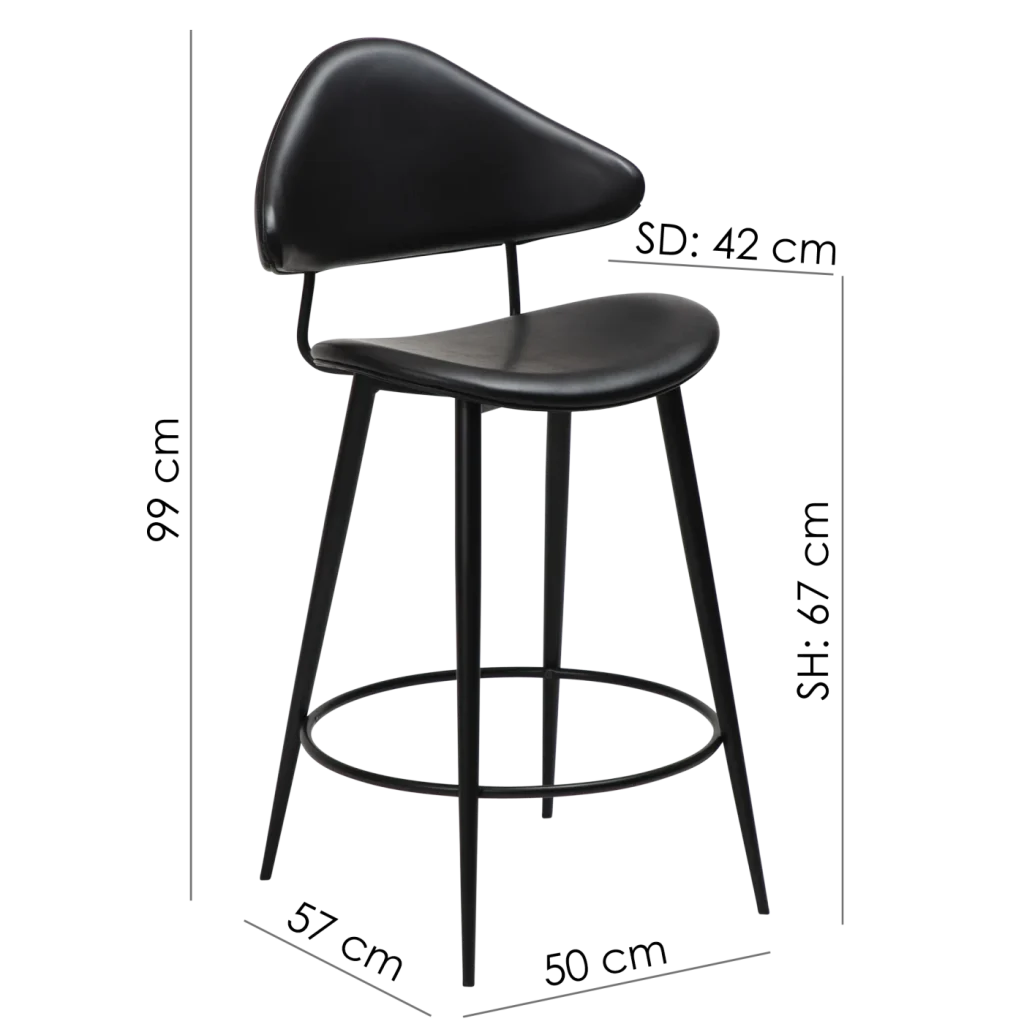 Napoleon Counter Stool Vintage Light Brown Art Leather With Black Metal Legs 300204101 09 Measurements
