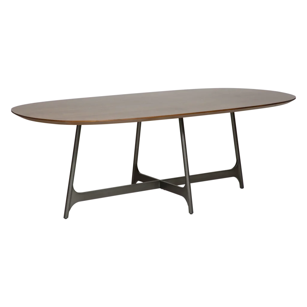 OOID OVAL TABLE TOP Walnut Veneer 400900107 06 With Pewter