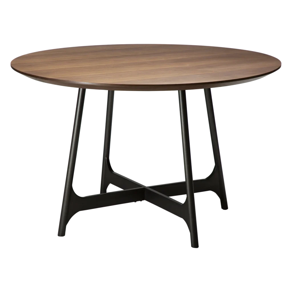 OOID ROUND TABLE LEGS Antique Pewter 400900116 04 Walnut Table Top