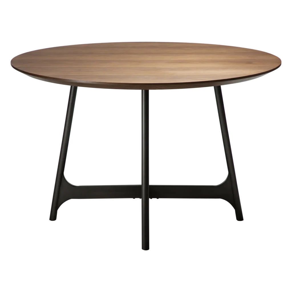 OOID ROUND TABLE LEGS Antique Pewter 400900116 05 Walnut Table Top