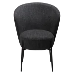 ORBIT CHAIR Raven Black Boucle Fabric W. Black Metal Legs 100207109 02 Front
