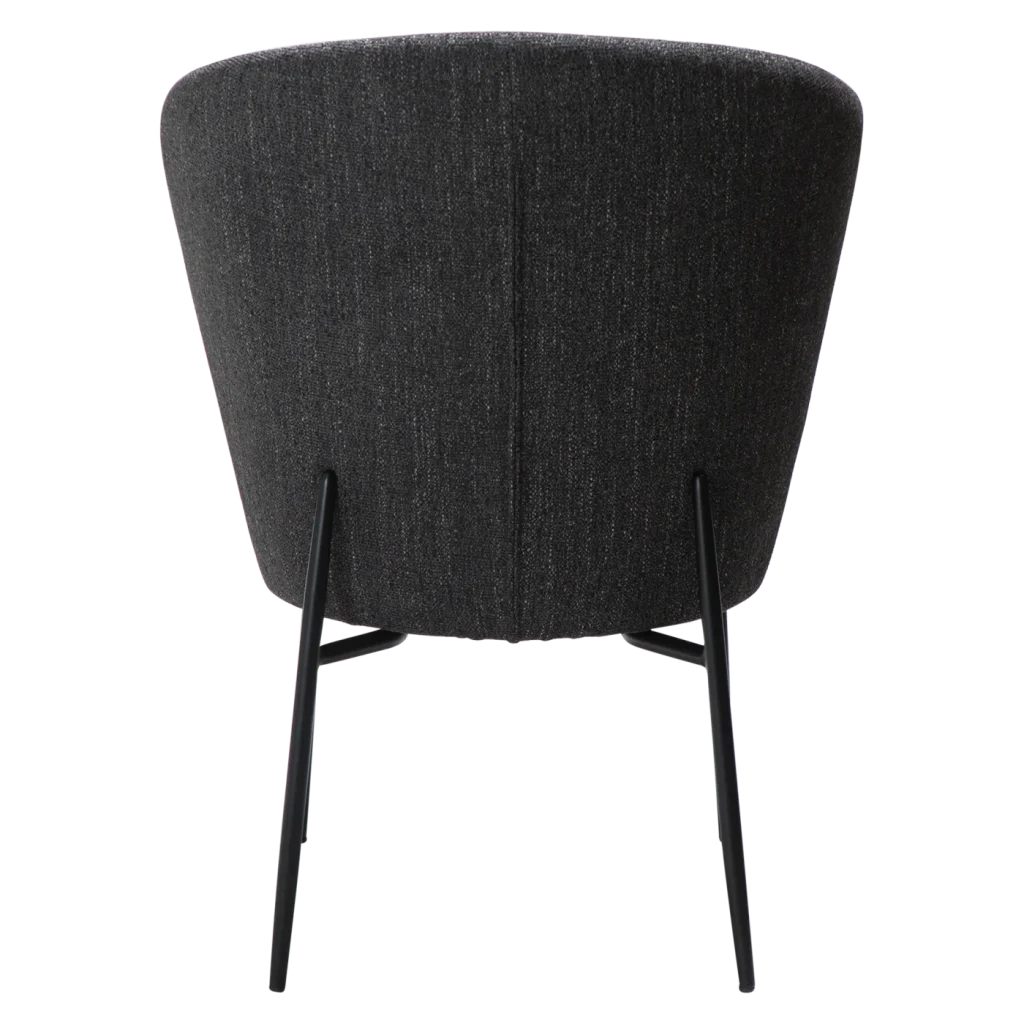 ORBIT CHAIR Raven Black Boucle Fabric W. Black Metal Legs 100207109 04 Back