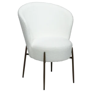 ORBIT CHAIR Snow White RPES Bouclé Fabric W. Antique Brass Metal Legs 100207110 01 Main