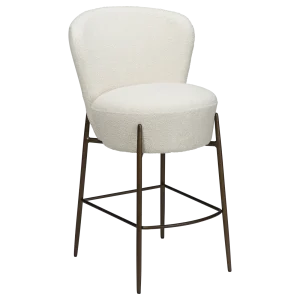 ORBIT COUNTER STOOL Dove RPES Bouclé Fabric W. Antique Brass Metal Legs 300207113 01 Main