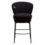 ORBIT COUNTER STOOL Obsidian Black RPES Boucle Fabric W. Black Metal Legs 300207118 02 Front