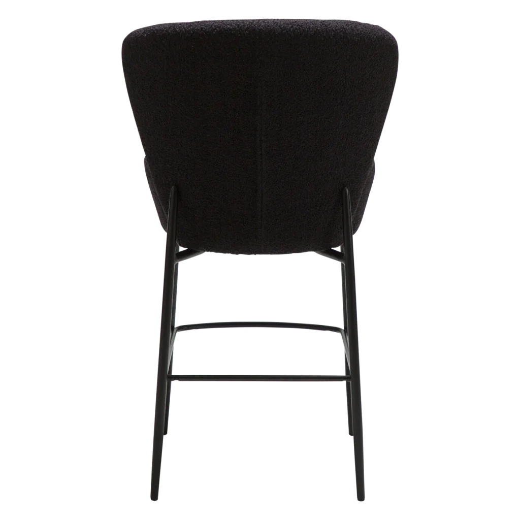 ORBIT COUNTER STOOL Obsidian Black RPES Boucle Fabric W. Black Metal Legs 300207118 04 Back