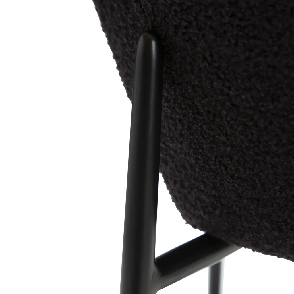 ORBIT COUNTER STOOL Obsidian Black RPES Boucle Fabric W. Black Metal Legs 300207118 09 Detail4