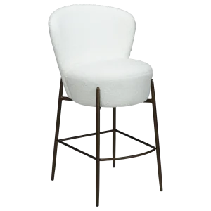 ORBIT COUNTER STOOL Snow RPES Bouclé Fabric W. Antique Brass Metal Legs 300207110 01 Main