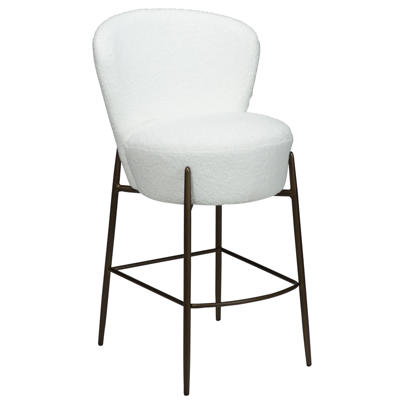 ORBIT COUNTER STOOL Snow RPES Bouclé Fabric W. Antique Brass Metal Legs 300207110 01 Main
