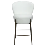 ORBIT COUNTER STOOL Snow RPES Bouclé Fabric W. Antique Brass Metal Legs 300207110 02 Front