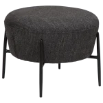 ORBIT FOOTSTOOL Raven Black Bouclé W. Black Metal Legs 700206109 01 Main