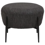 ORBIT FOOTSTOOL Raven Black Bouclé W. Black Metal Legs 700206109 02 Front