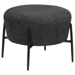 ORBIT FOOTSTOOL Raven Black Bouclé W. Black Metal Legs 700206109 03 Back Angle
