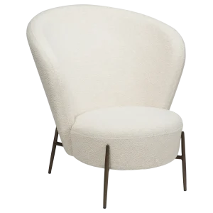 ORBIT LOUNGE CHAIR Dove RPES Bouclé Fabric W. Antique Brass Metal Legs 700207013 01 Main
