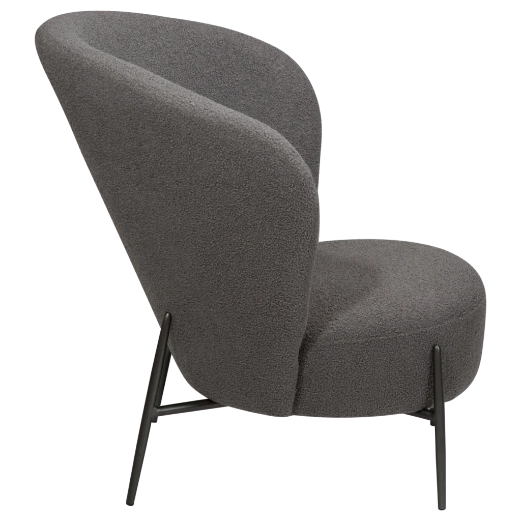 ORBIT LOUNGE CHAIR Stone RPES Bouclé Fabric W. Antique Pewter Metal Legs 700207007 03 Profile
