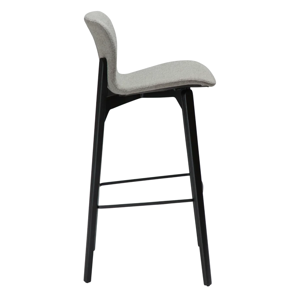 PARAGON BAR STOOL Pebble Earth Bouclé Fabric W. Black Stained Ash Legs 200201106 03 Profile