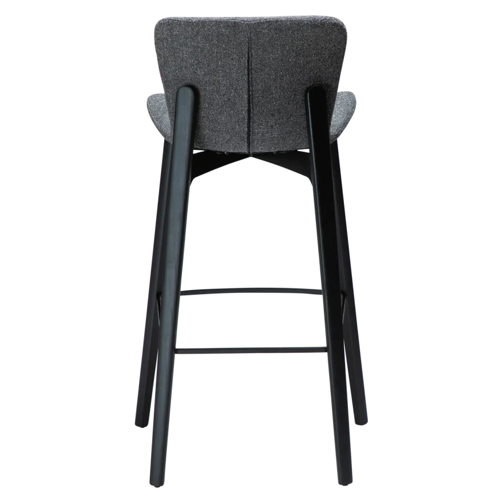 PARAGON BAR STOOL Pebble Grey Bouclé Fabric W. Black Stained Ash Legs 200201102 04 Back