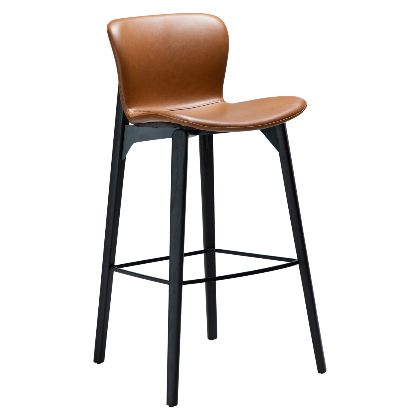 PARAGON BAR STOOL Vintage Light Brown Art. Leather W. Black Stained Ash Legs 200201101 01 Main