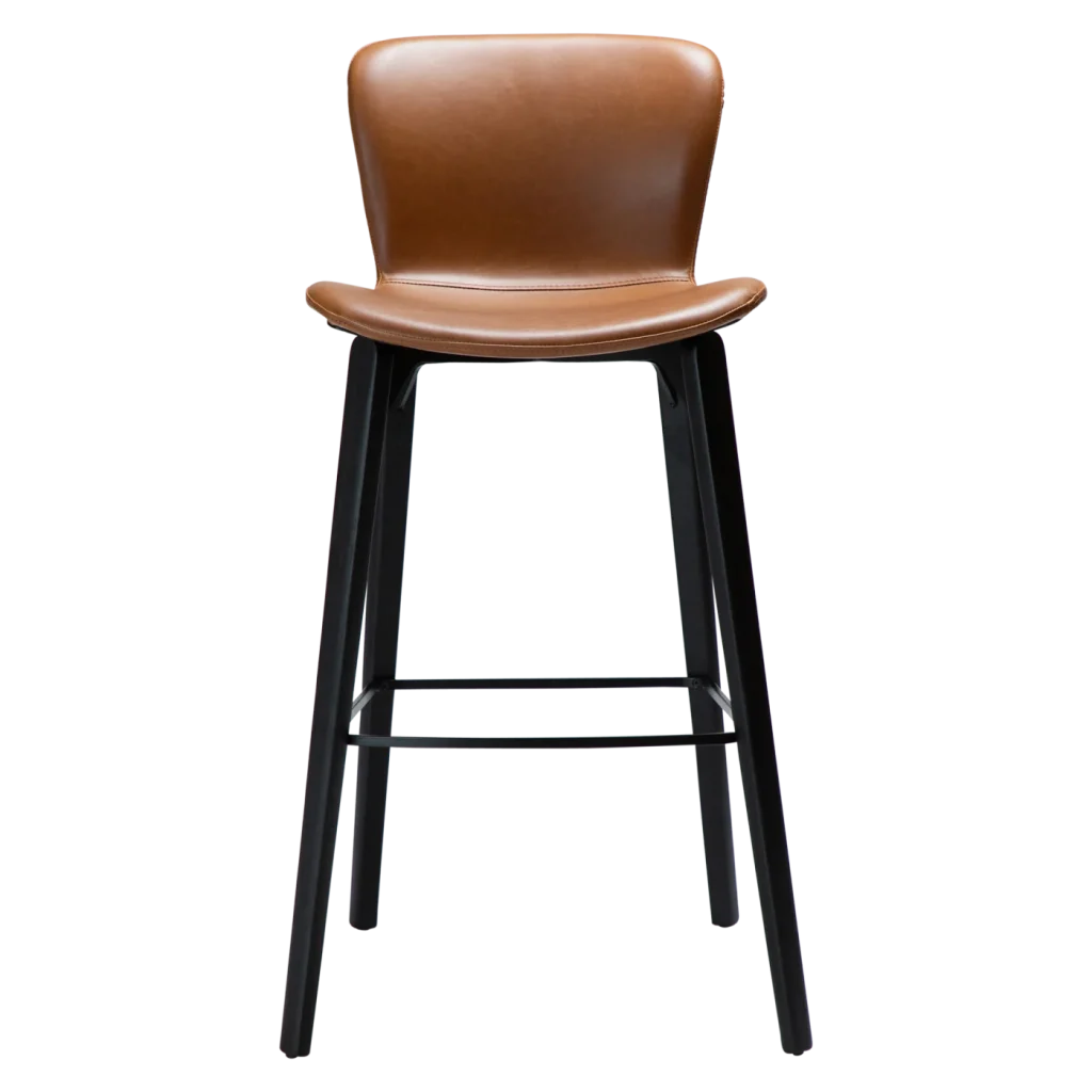 PARAGON BAR STOOL Vintage Light Brown Art. Leather W. Black Stained Ash Legs 200201101 02 Front