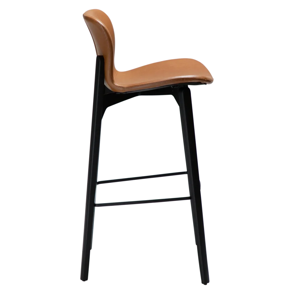 PARAGON BAR STOOL Vintage Light Brown Art. Leather W. Black Stained Ash Legs 200201101 03 Profile