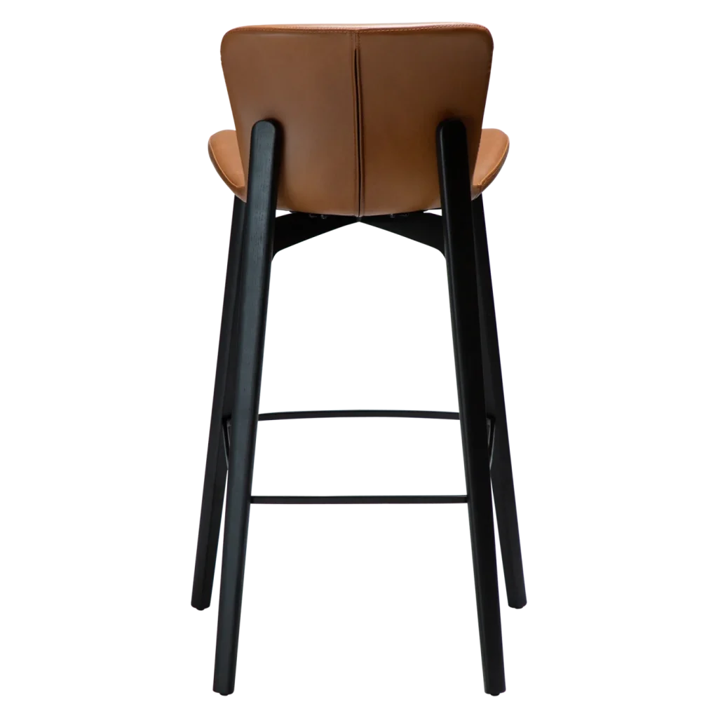 PARAGON BAR STOOL Vintage Light Brown Art. Leather W. Black Stained Ash Legs 200201101 04 Back
