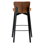 PARAGON BAR STOOL Vintage Light Brown Art. Leather W. Black Stained Ash Legs 200201101 04 Back