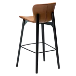 PARAGON BAR STOOL Vintage Light Brown Art. Leather W. Black Stained Ash Legs 200201101 05 Back Angle