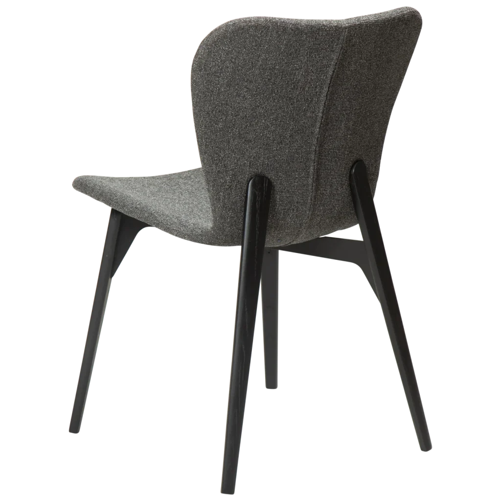 Paragon Chair Pebble Grey Boucle Fabric With Black Stained Ash Legs 100201102 05 Back Angle