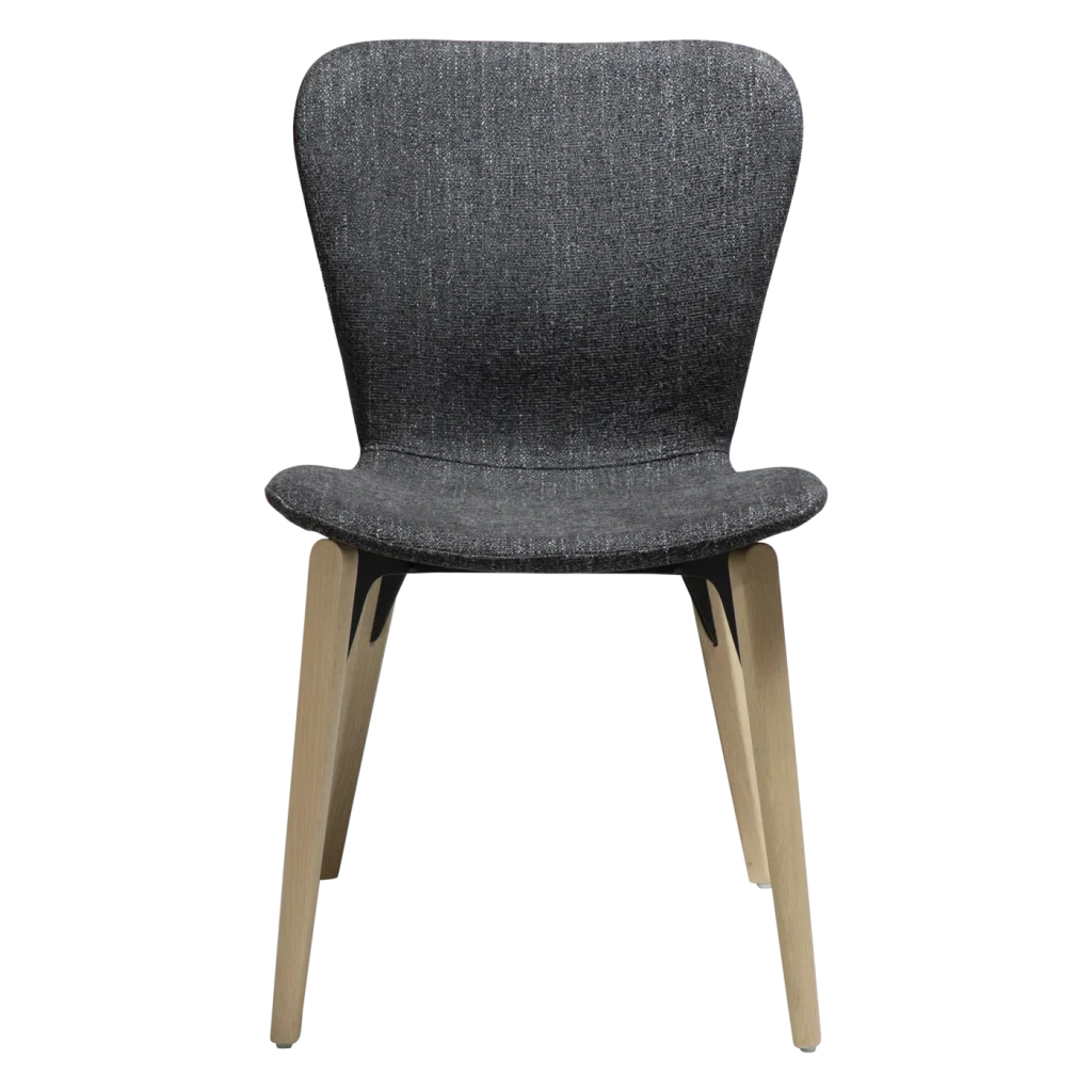 PARAGON CHAIR Raven Black Boucle Fabric W. Whitewashed Oak Legs 100201205 02 Front