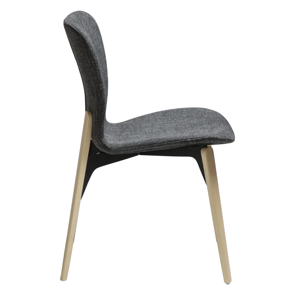 PARAGON CHAIR Raven Black Boucle Fabric W. Whitewashed Oak Legs 100201205 03 Profile