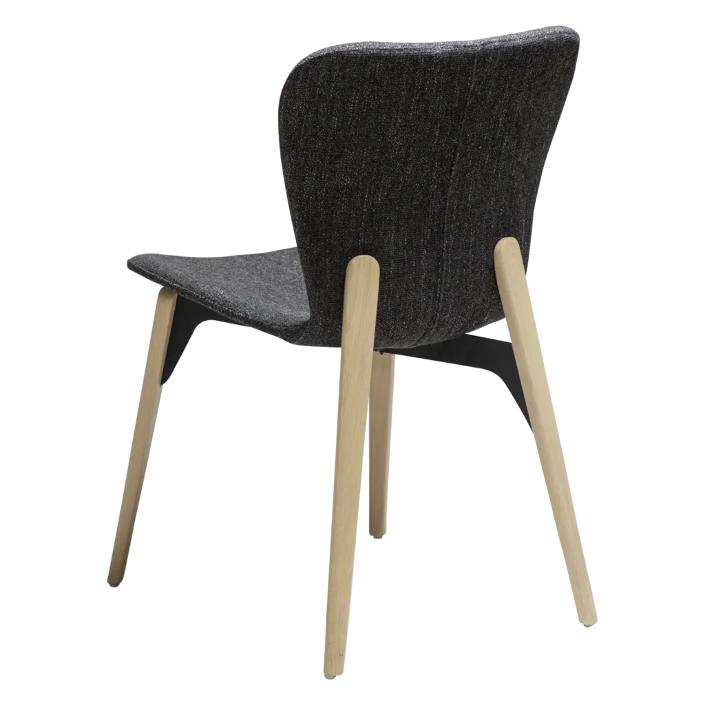 PARAGON CHAIR Raven Black Boucle Fabric W. Whitewashed Oak Legs 100201205 05 Back Angle