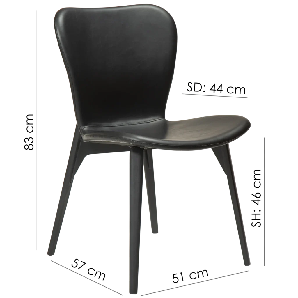 Paragon Chair Vintage Black Art Leather With Black Stained Ash Legs 100201100 15 Measurements