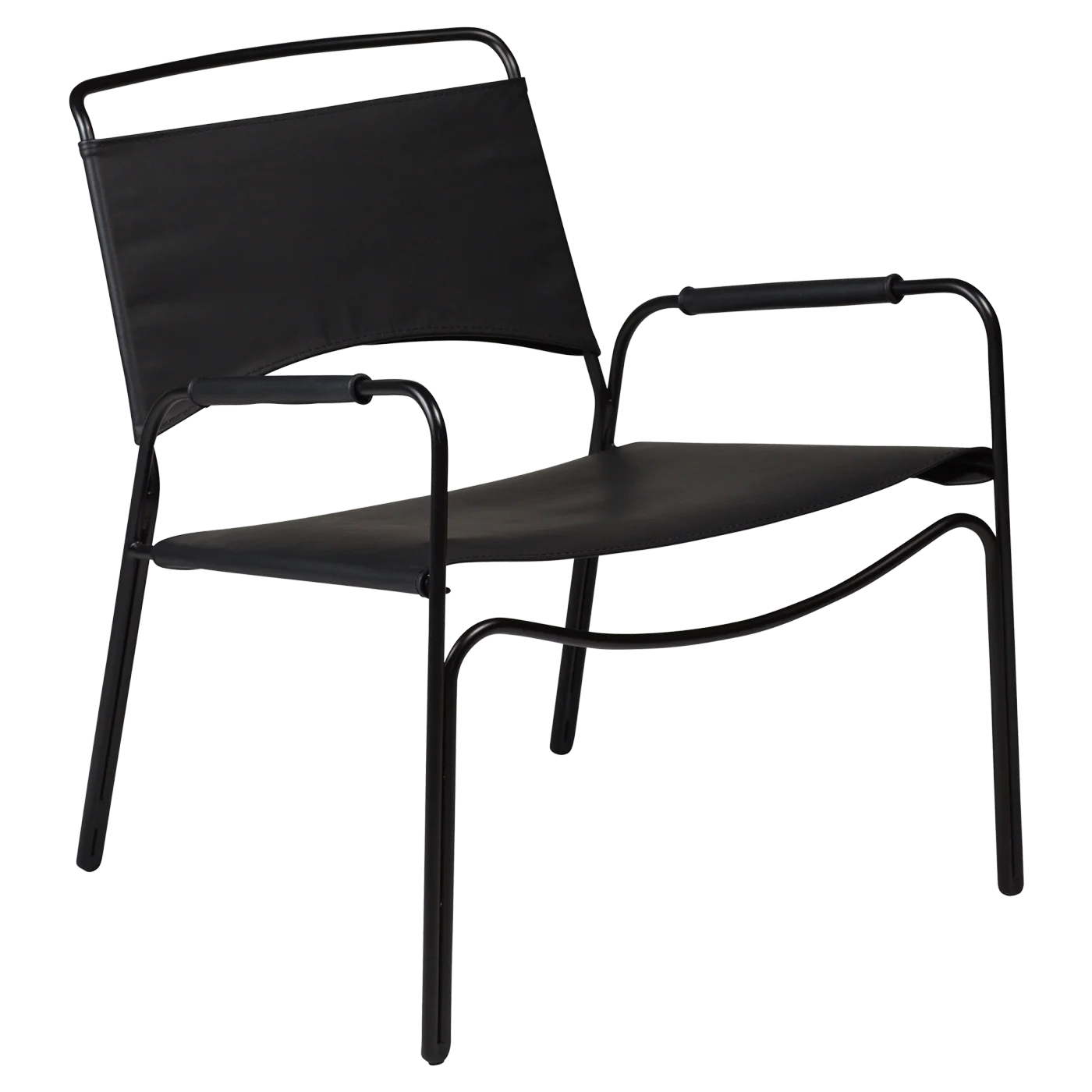 Paz Lounge Chair Black Leather With Black Metal Legs 700801900 01 Main