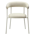 Plenti Armchair Bone White Boucle Fabric With Bone With Bone White Metal Legs 100350104 02 Front