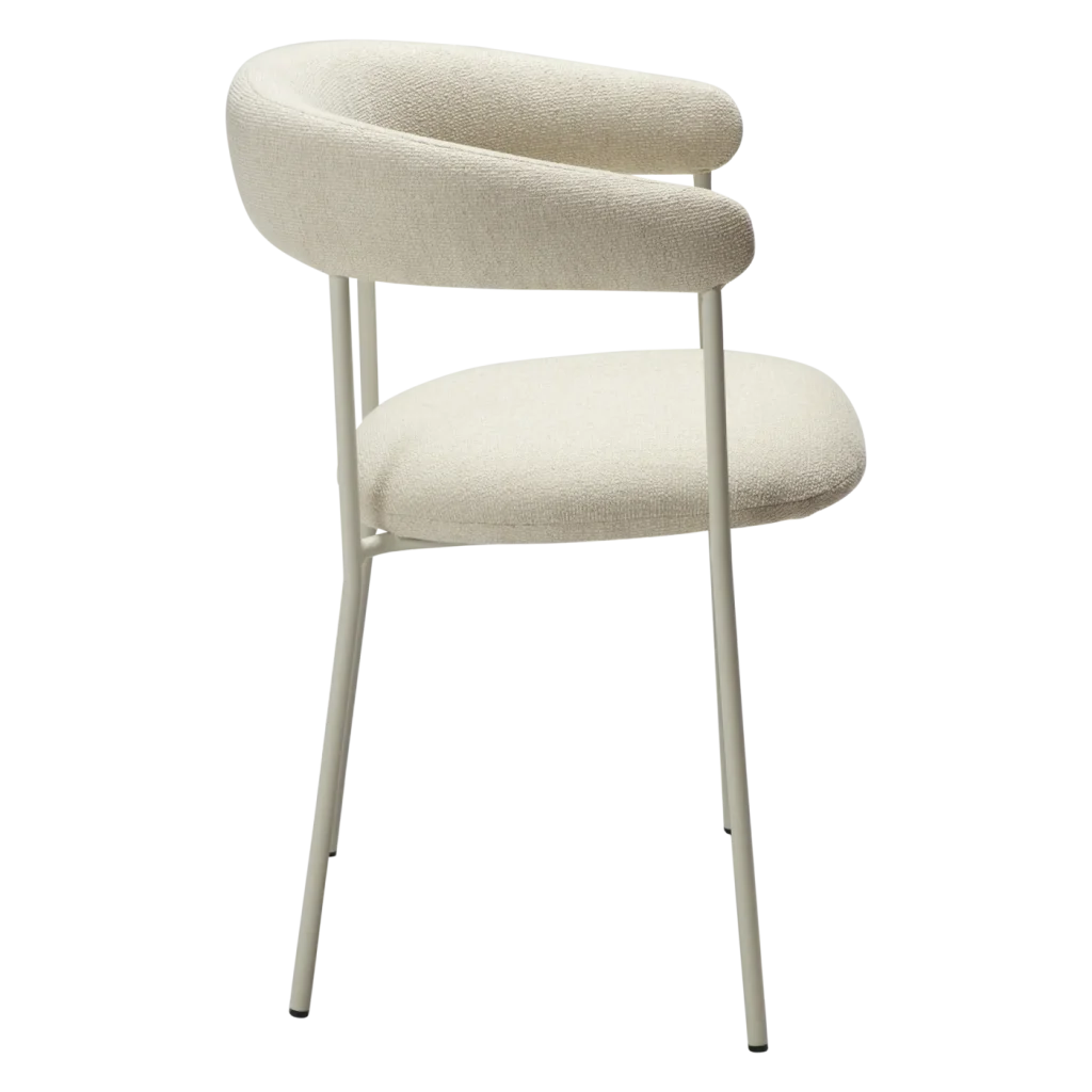 Plenti Armchair Bone White Boucle Fabric With Bone With Bone White Metal Legs 100350104 03 Profile