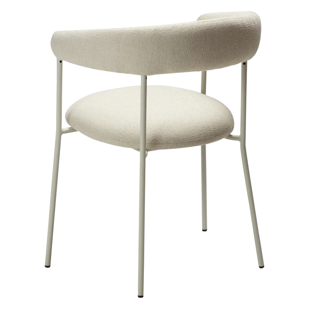 Plenti Armchair Bone White Boucle Fabric With Bone With Bone White Metal Legs 100350104 05 Back Angle