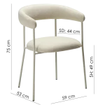 Plenti Armchair Bone White Boucle Fabric With Bone With Bone White Metal Legs 100350104 08 Measurements