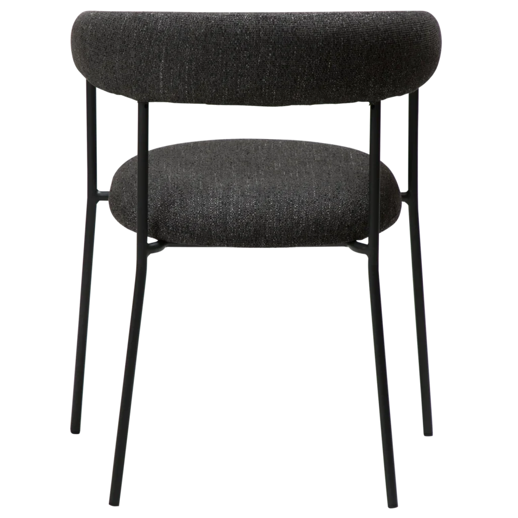 Plenti Armchair Raven Black Boucle Fabric With Black Metal Legs 100350100 04 Back