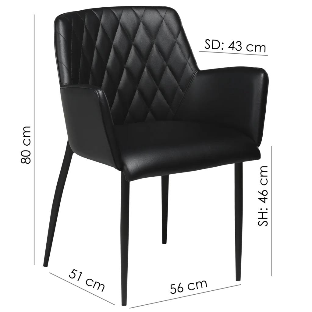 Rombo Chair Vintage Grey Art Leather With Black Metal Legs 100690480 15 Measurements