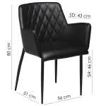 Rombo Chair Vintage Grey Art Leather With Black Metal Legs 100690480 15 Measurements