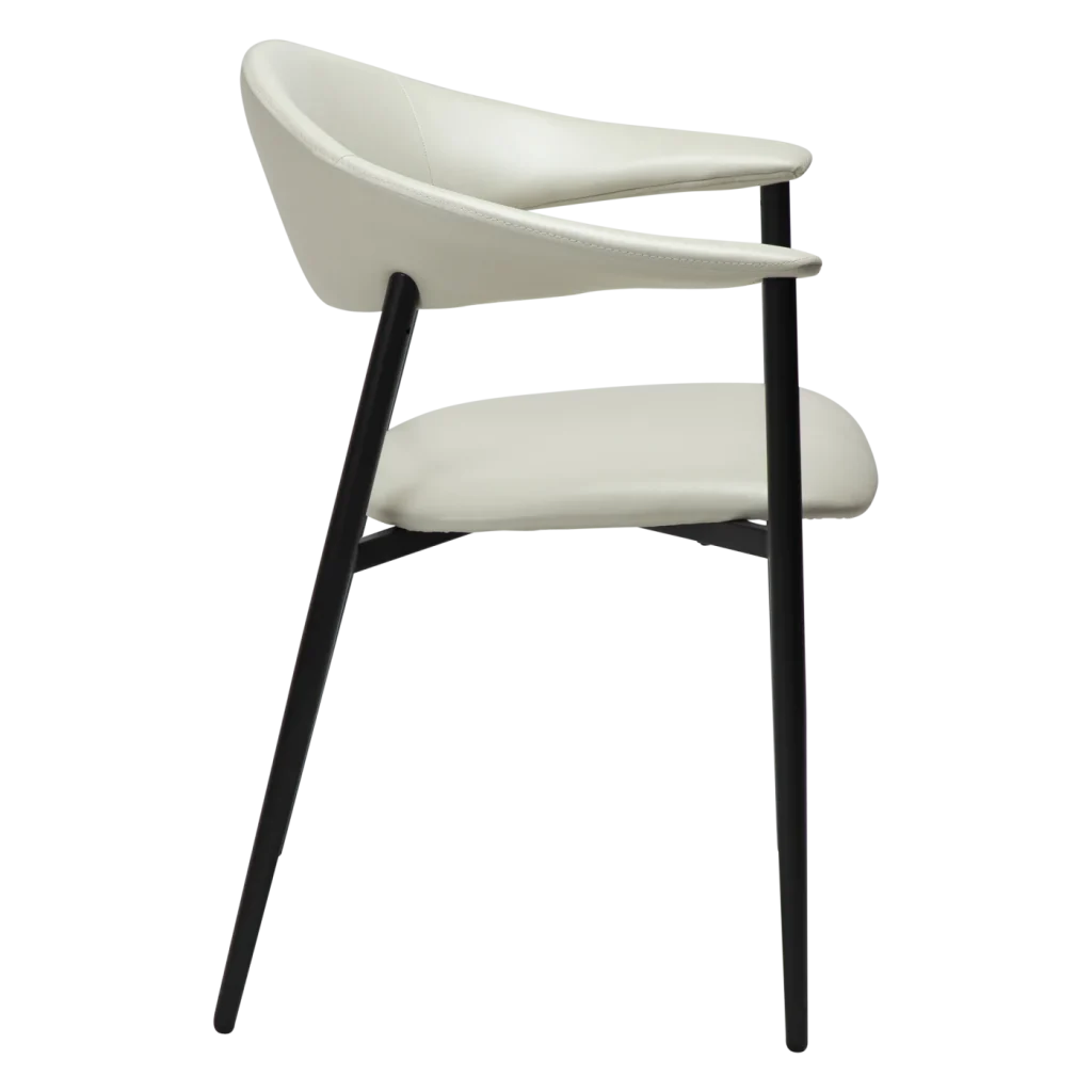 Rover Armchair Bone White Art Leather With Black Metal Legs 100370103 03 Profile