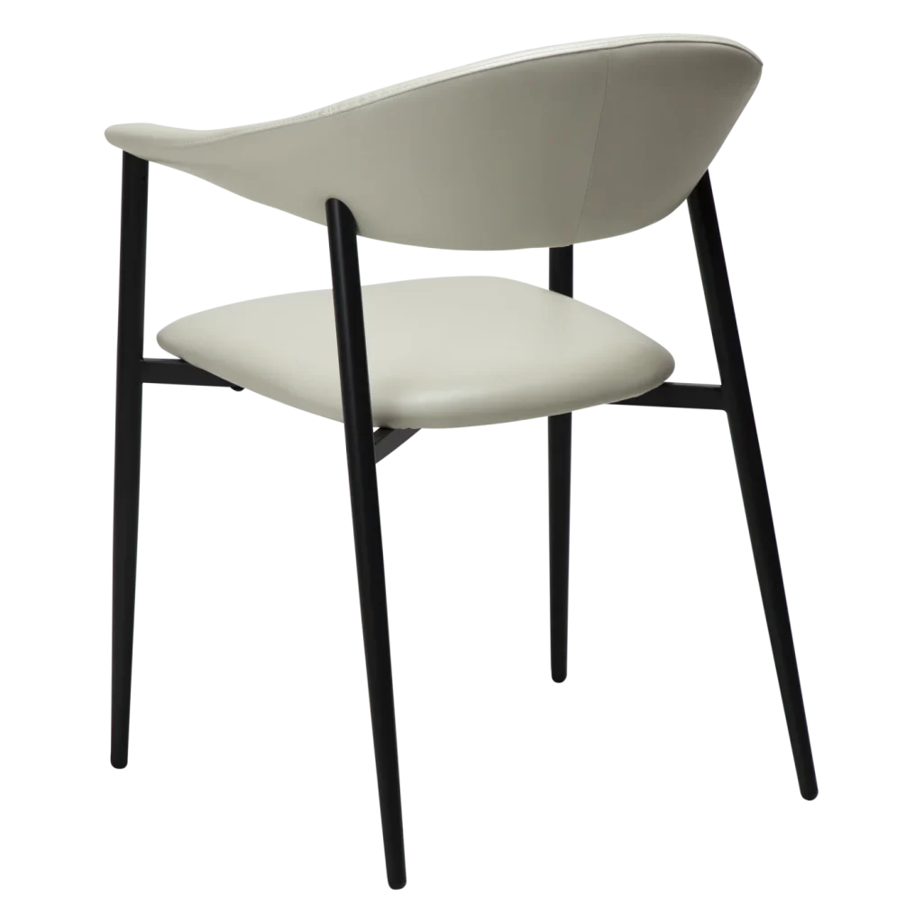 Rover Armchair Bone White Art Leather With Black Metal Legs 100370103 05 Back Angle