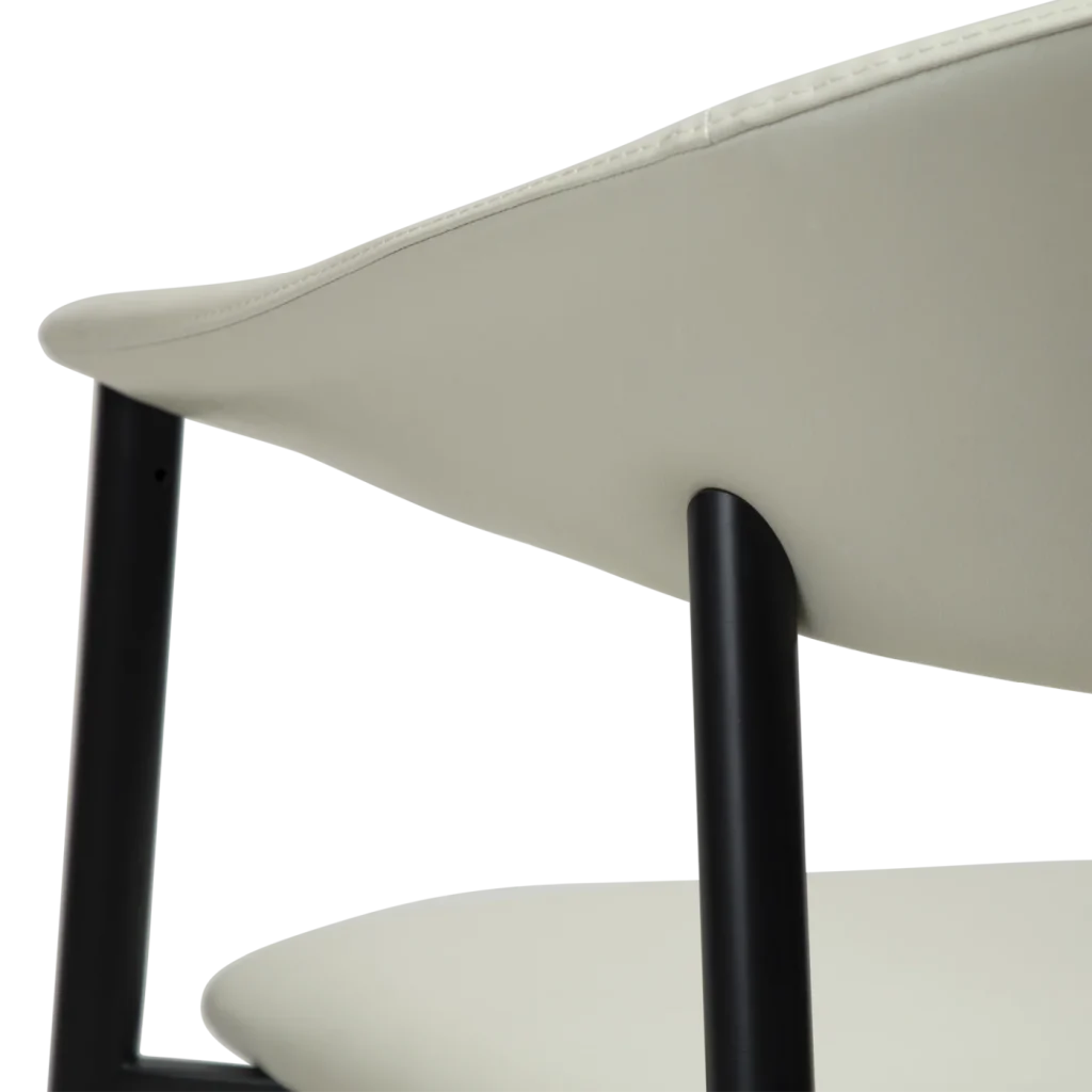 Rover Armchair Bone White Art Leather With Black Metal Legs 100370103 06 Detail1