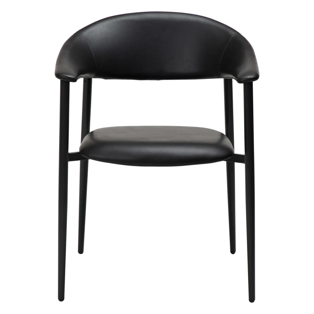 Rover Armchair Vintage Black Art Leather With Black Metal Legs 100370120 02 Front